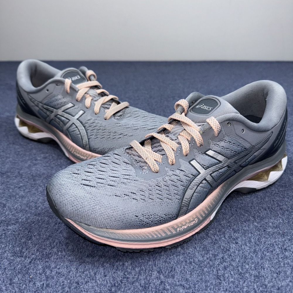 ASICS Gel-Kayano 27 Womens 8 Gray Pink Running Shoes Athletic Sneakers 1012A649